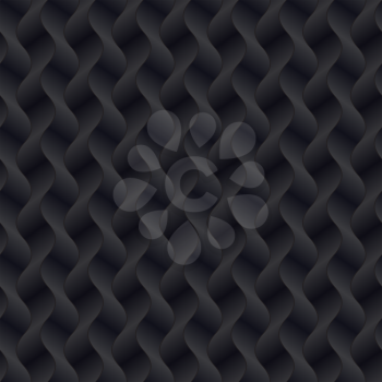 Vertical wavy stripped seamless pattern. Neutral black tileable vector background.