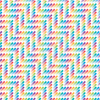Multicolor strokes seamless pattern. Colorful herringbone tileable knitting vector background.