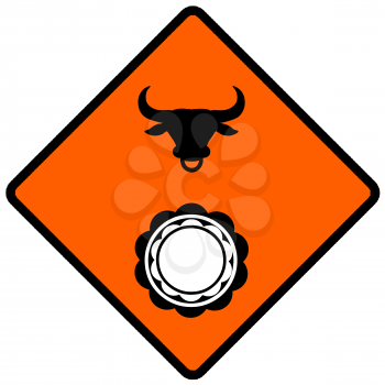 Royalty Free Clipart Image of a Bull in a China Shop Sign
