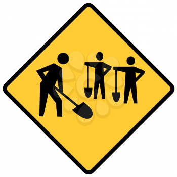 Royalty Free Clipart Image of a Work Crew Warning Sign