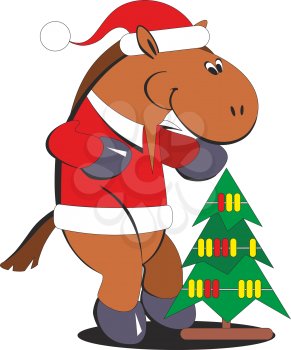 Royalty Free Clipart Image of a Christmas Horse