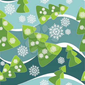 Vector. Seamless ornament with christmas tree  in color  38