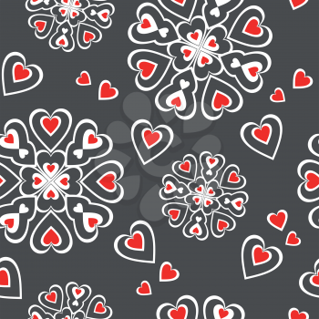 Vector. Seamless ornament with heart in color 74