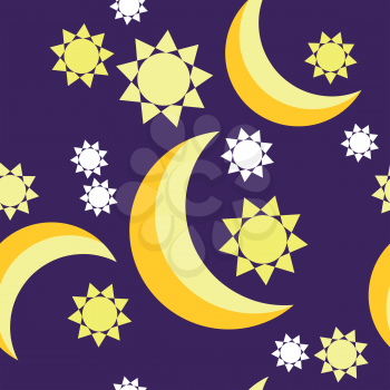 Vector. Seamless ornament with moon in color 132