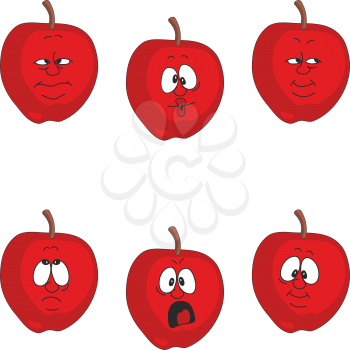 Vector.Emotion cartoon red apple set 002