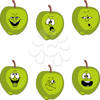 Vector.Emotion cartoon green apple set 017