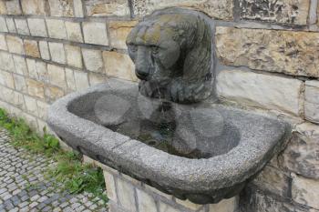 Lion head fountain sculpture with small water stream 7918