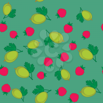 Berry and gooseberry cartoon seamless pattern 647