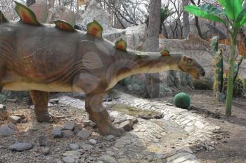 NOVOSIBIRSK, RUSSIA - APR 16: Realistic model of dinosaur  at Dinopark in Zoo on Apr 16, 2016 in Novosibirsk