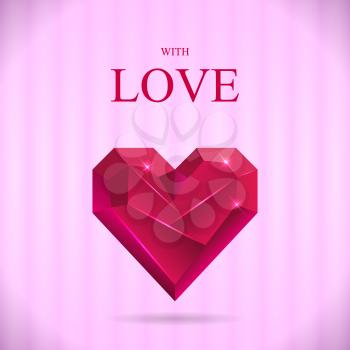Abstract Valentine Card. Heart Gem. Vector illustration