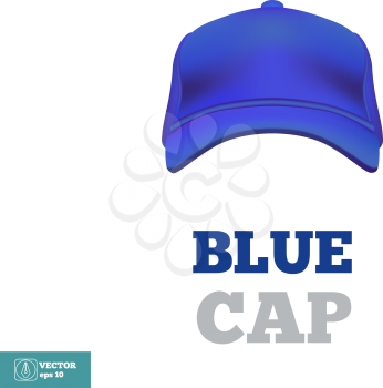 Blue baseball cap template. Front view. Vector illustration