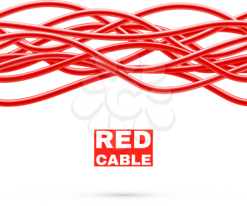 Red Cables on white. Seamless Background. Vector illustration