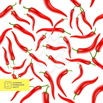 Chili Peppers Seamless Pattern Background. Vector illustration