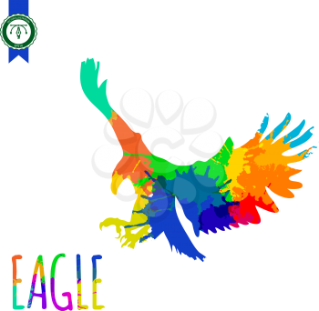Abstract Colorful Painted Eagle Silhouette. Vector illustration