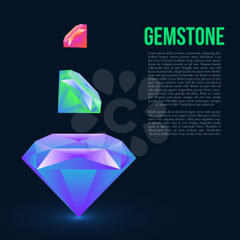 Gemstone isolated on dark background. Vector illustration