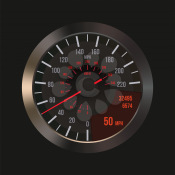 Car Dashboard Panel Speedometer isolated. Vector Illustration