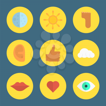Set of flat colorful Icons. Vector illustration