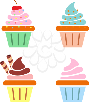 Muffin web icons. Flat design. Vector illsutration