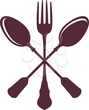Crossed Spoons with Fork isolated on white Background vector illustration