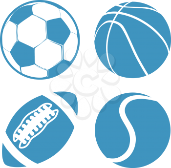Set of Sports balls Soccer Basketball American Football tennis vector