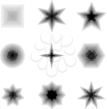 Set of Halftone dots Shapes Vector illustration