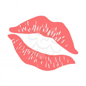 Pink Lipstick Print on white Vector illustration