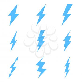 Vector Set of Thunder Lighting Icons Isolated on white background