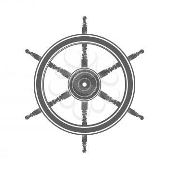 Vintage marine steering wheel isolated Vector Illustration