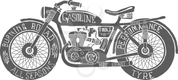 Vintage Motorcycle Hand drawn Silhouette Vector Illustration