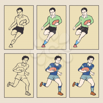 Vintage Style Sports Cards Rugby, American Football Vector illustration