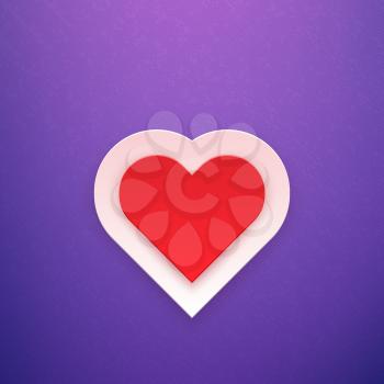 Red Heart on Purple Background Vector Illustration