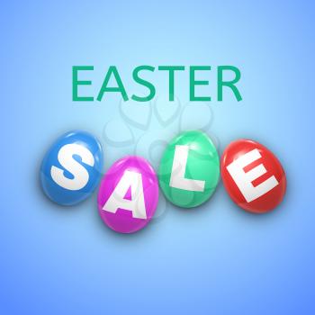 Easter sale background with eggs. Vector illustration