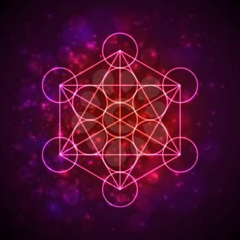 Metatrons Cube - Flower of Life. Vector illustration