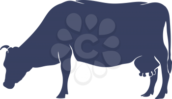 Hand Drawn Cow Silhouette isolated on White background. Vector illustration