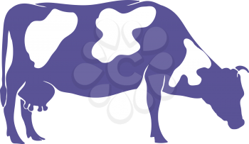 Hand Drawn Cow Silhouette isolated on White background. Vector illustration