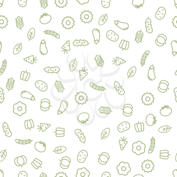Simple Vegetables Icon Seamless Pattern. Vector illustration