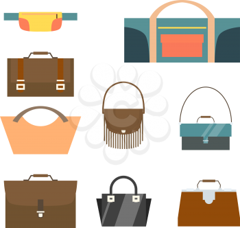 Bag and purse set. Flat design. Vector illustration