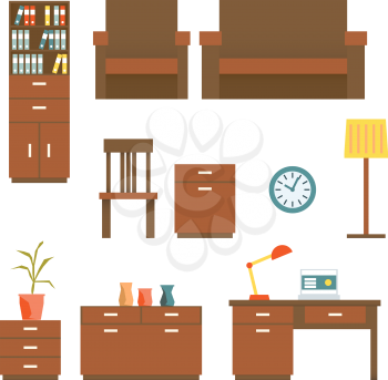 Office furniture Flat design Set. Vector illustration