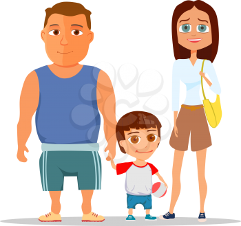 Happy family dad, mom and son. Vector illustration