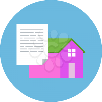 Flat Design Realty Icon Home with Document. Vector illustration