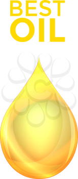 Yellow Oil drop isolated on white background. Vector Illustration