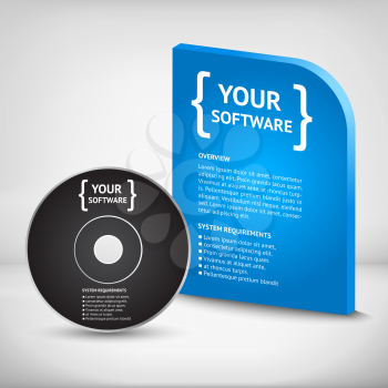 Cool Realistic Case for DVD Or CD Disk with DVD Or CD Disk. Text, reflection and background on separate layers. Vector Illustration