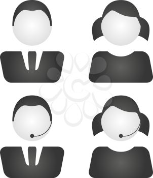 Customers support vector illustration. man and woman with microphone