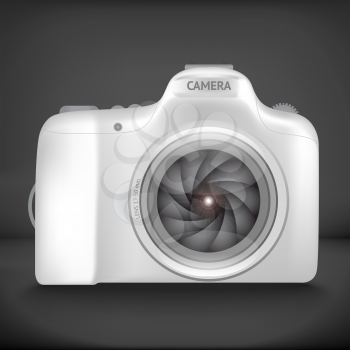 Black vector illustration of camera without lens