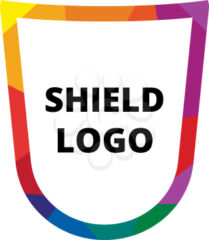Internet security flat vector logo. Simple shield symbol and sample text