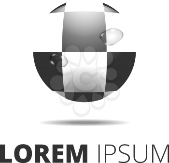 A black and white checkered sphere in vector format