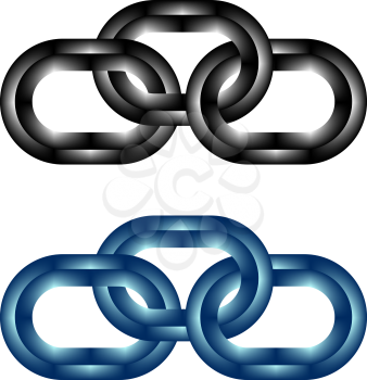 Colorized chain links set on white background
