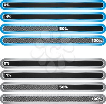 blue and gray rounded progress bar set