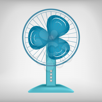 Blue wave colored electric fan vector image. Cooling system