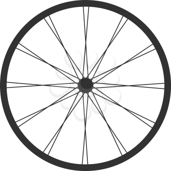 Black bicycle wheel icon with spoons on a white background